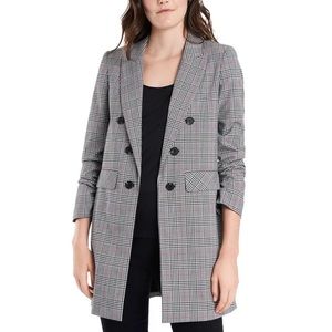 1. State Plaid Ruched Sleeve Blazer